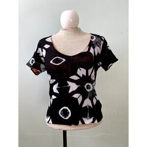 Y2K Custo Barcelona Short Sleeve Graphic Top - Size 3